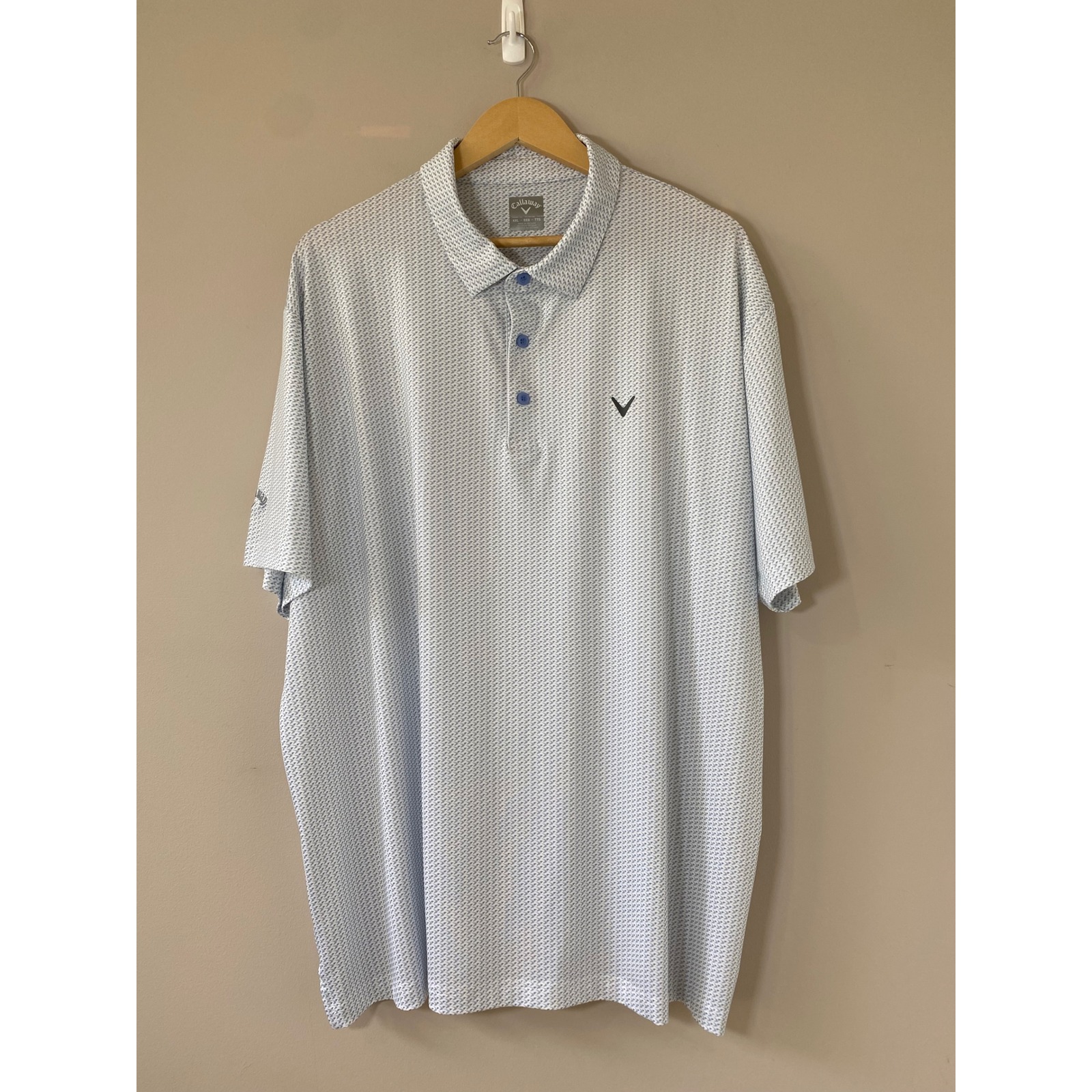 Callaway Mens Blue White Bird Print Golf Polo Shirt Xxl Stretch